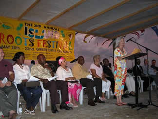 DeeVon on stage at Island Roots Ceremony.